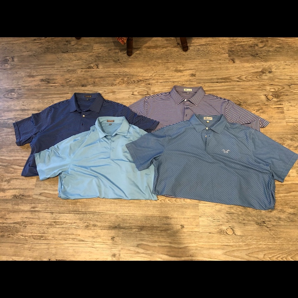 Lot Of 4 Peter Millar Mens Multicolor Striped Summer Comfort Polo Shirt Size XL